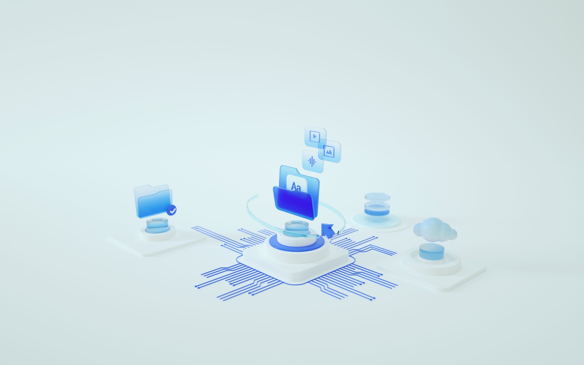 Cloud storage folder isometric concept. Digital file, generative AI file transfer. Online computing technology. Internet server or datacenter connection network