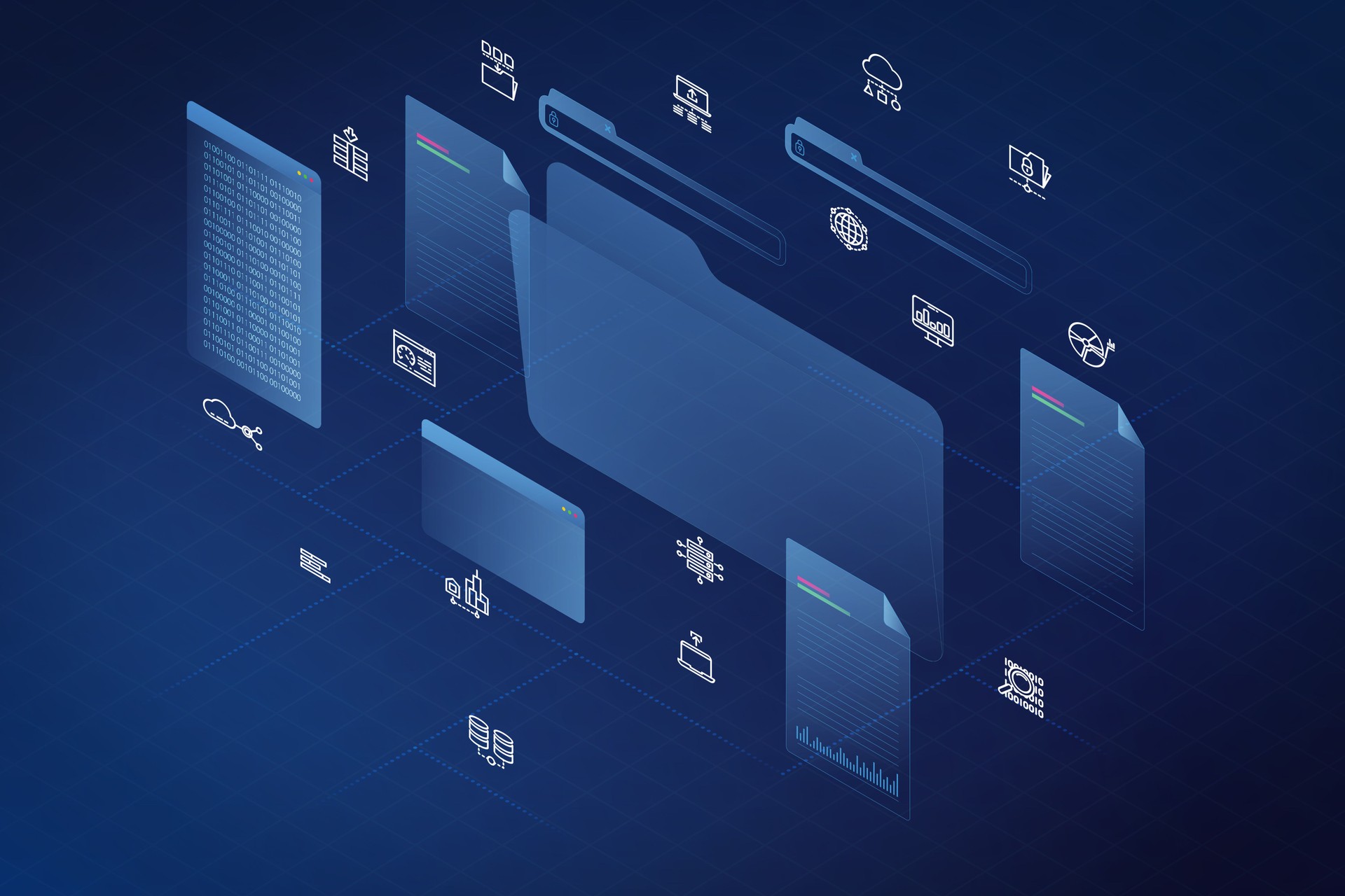 Futuristic Digital File Management Concept